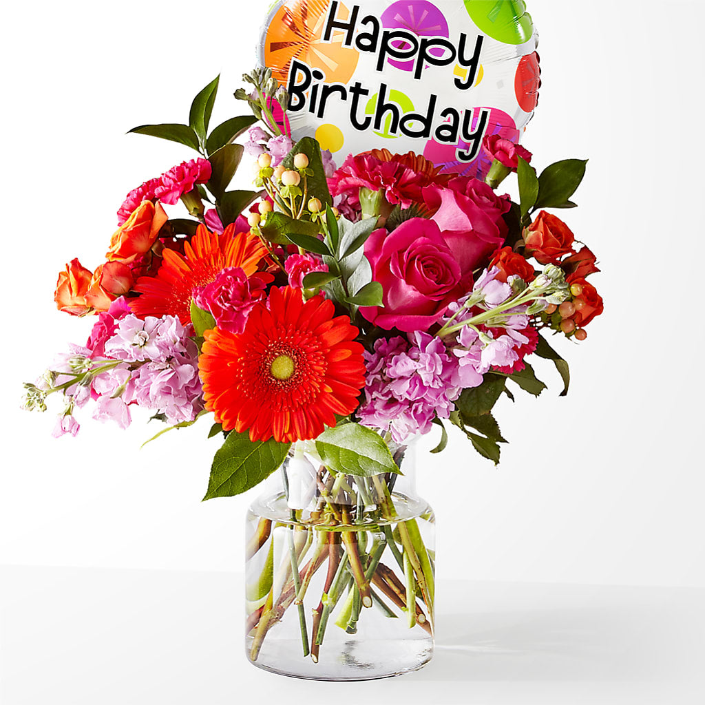 Fiesta Bouquet with Birthday Balloon – Floristo Bermeo Ii, Big Lake MN