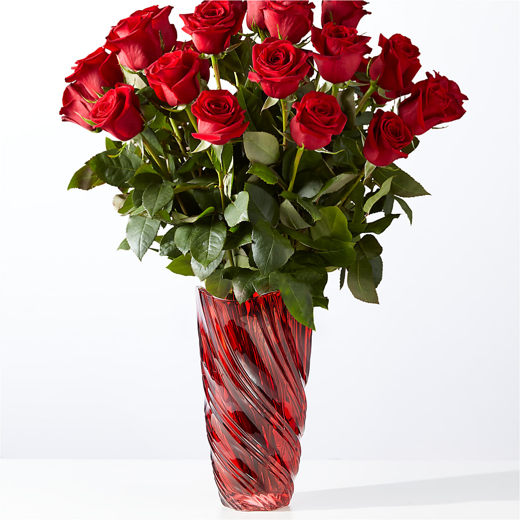 Classic Love Red Rose Bouquet with Luxe Swirl Vase – Floristo Bermeo Ii, Big Lake MN