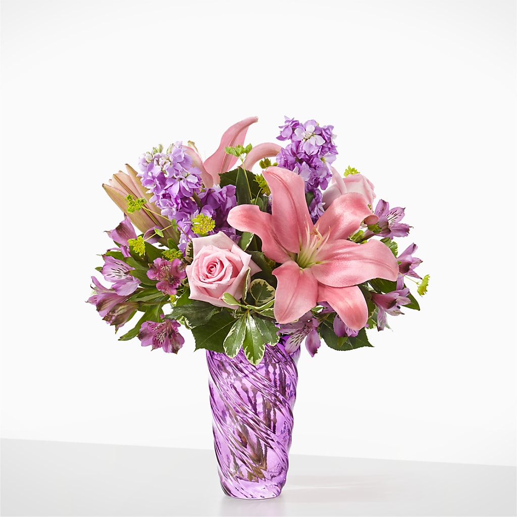 Precious Petals Bouquet with Luxe Swirl Vase – Floristo Bermeo Ii, Big Lake MN